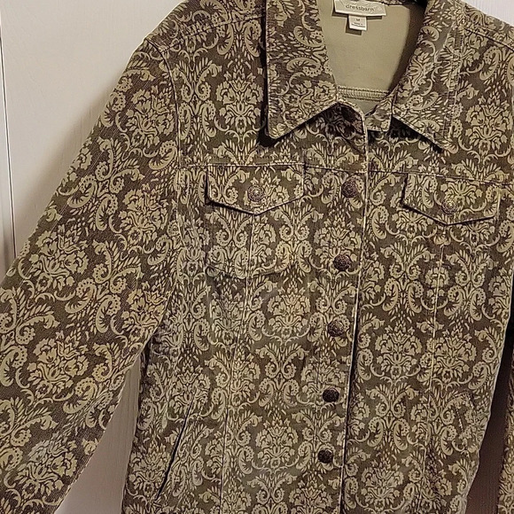 Never Worn Dress Barn Women's Button Up‎ Corduroy Green Print Jacket Size M - Picture 6 of 6